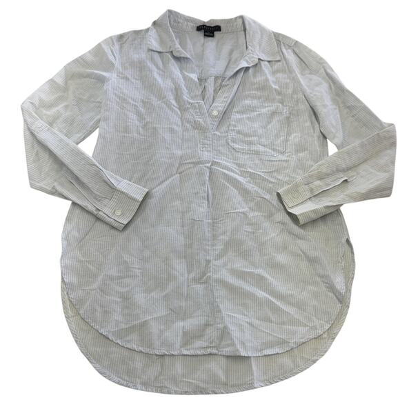 Sanctuary Shirt Womens‎ Small White Blue Striped Linen Blend Button Pullover Top - Picture 1 of 6